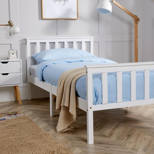 Einzelbett weiß holz fuß - einzelbett,